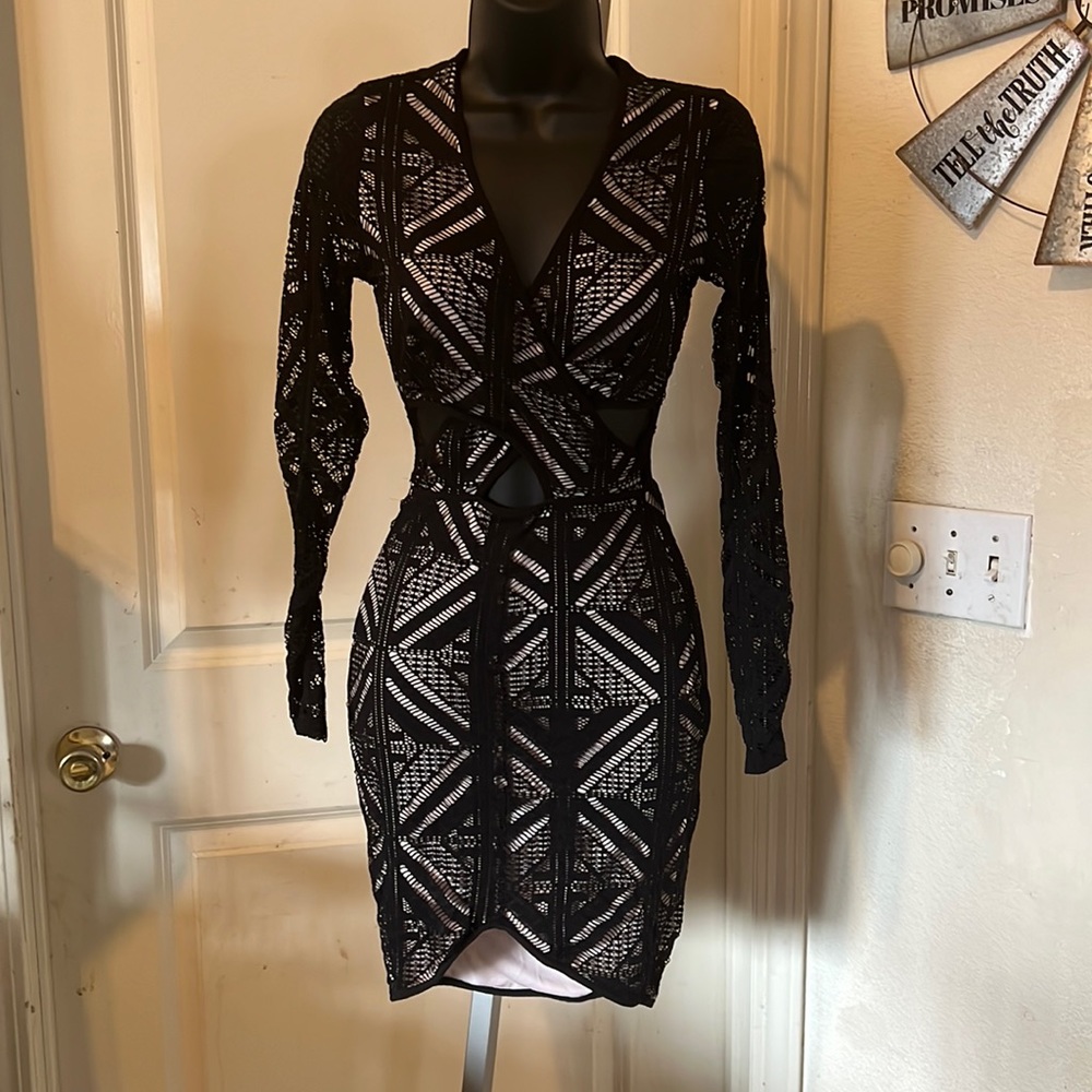 Black cut out dress with lace